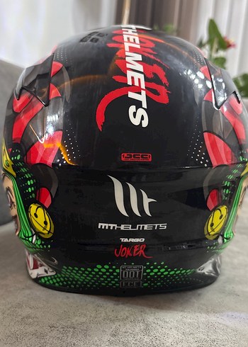 Renkli Baskılı Siyah Biker Kask - Görsel 5