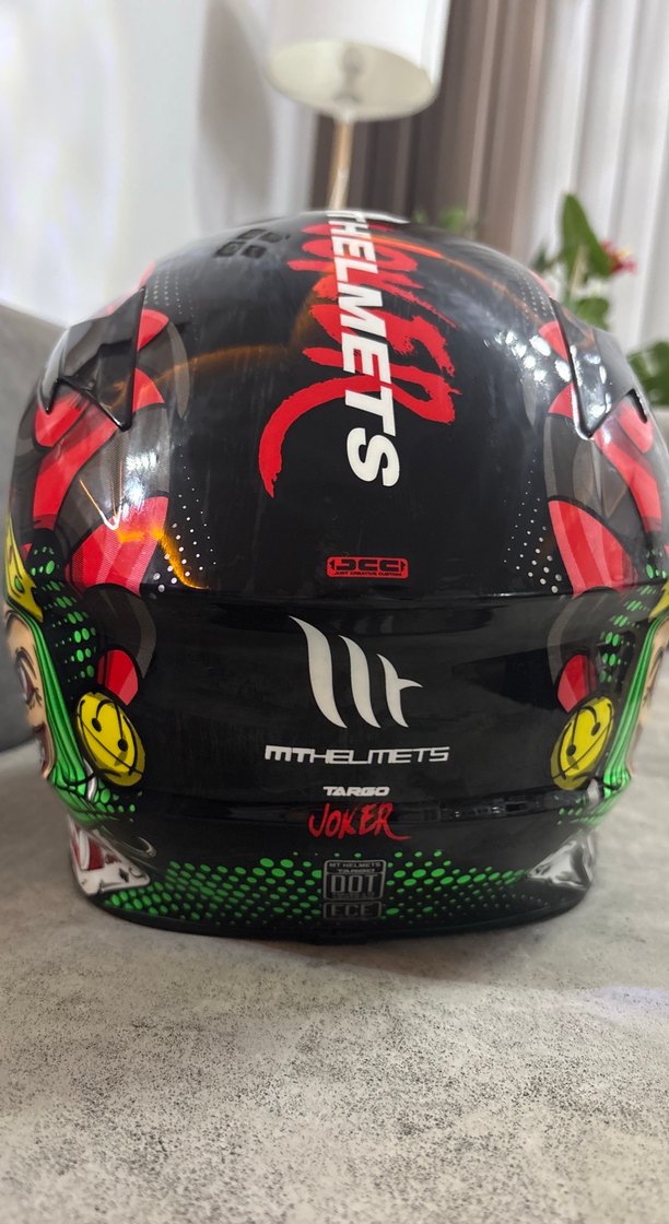 Renkli Baskılı Siyah Biker Kask - Görsel 5