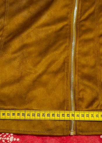 Kahverengi Kadın Süet görünümlü Biker Ceket - Görsel 5