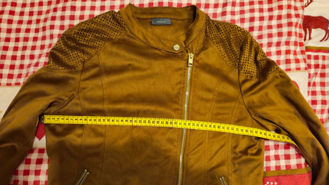 Kahverengi Kadın Süet görünümlü Biker Ceket - Görsel 4