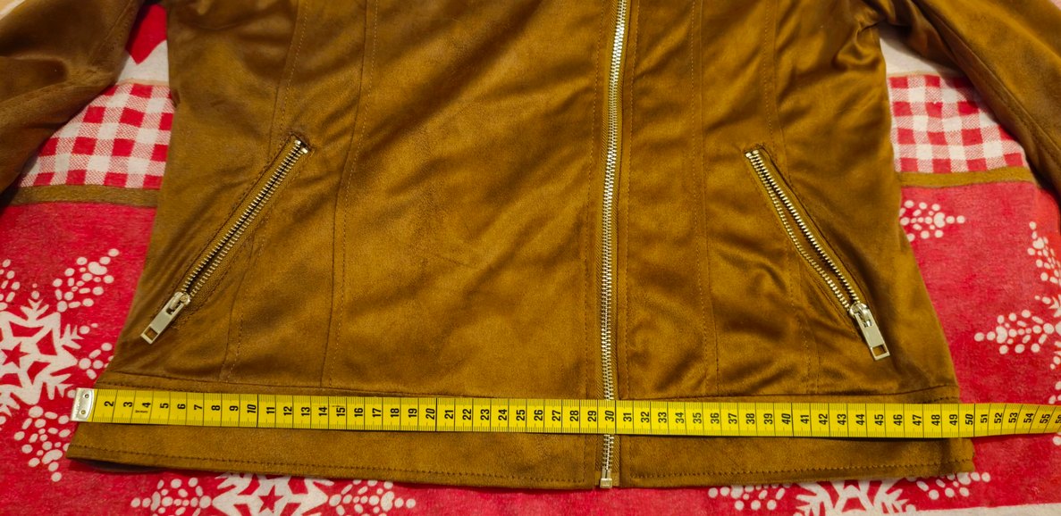 Kahverengi Kadın Süet görünümlü Biker Ceket - Görsel 5