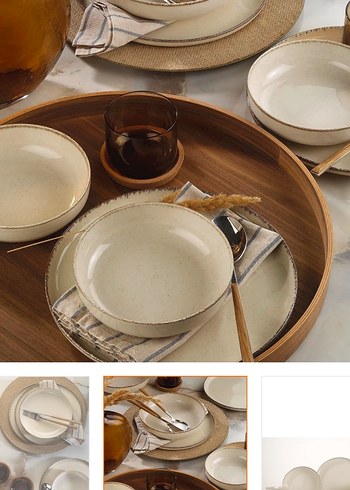 Kütahya Porselen Moderna 24 Parça 8 Kişilik Yemek Takımı Tarçın - Görsel 2