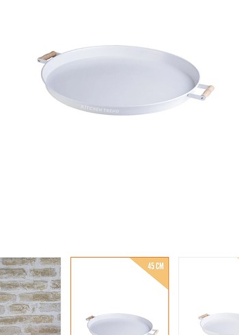 Kitchen Trend 3lü Beyaz (45,37,30 CM) Ahşap Kulplu Metal Tepsi - Görsel 5