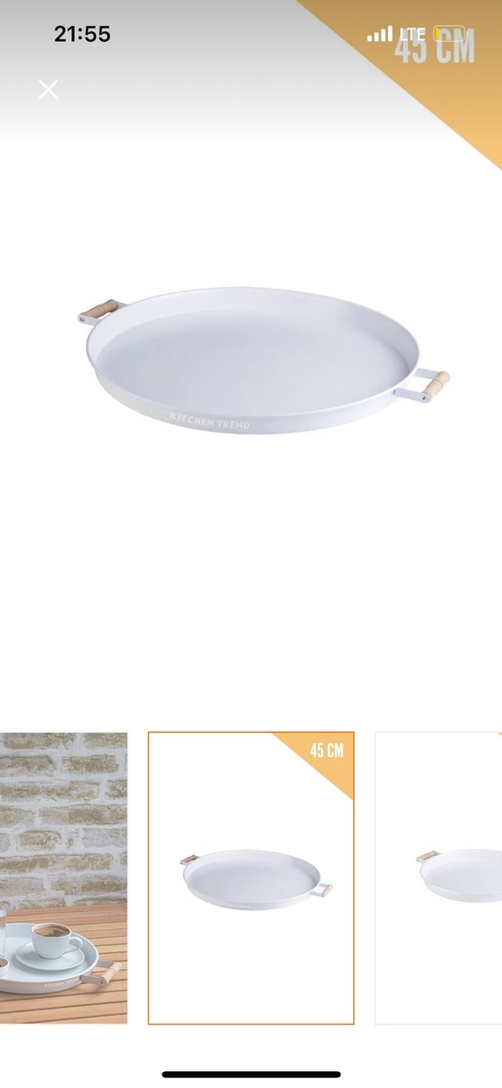 Kitchen Trend 3lü Beyaz (45,37,30 CM) Ahşap Kulplu Metal Tepsi - Görsel 5