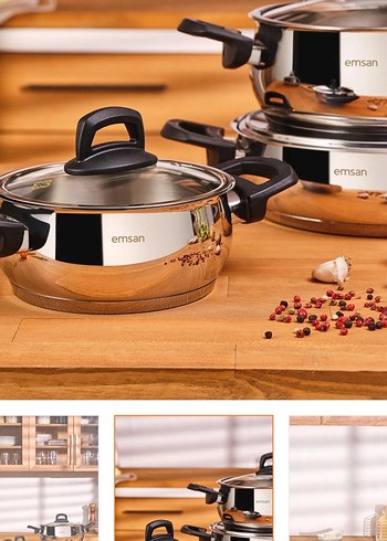 Emsan Aren 8 Parça Çelik Tencere Seti - Görsel 4