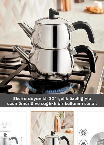 Karaca Belinay Indüksiyon Tabanlı Midi Siyah Çaydanlık Takımı - Görsel 3