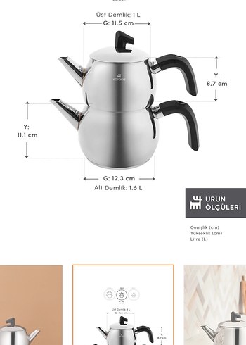 Karaca Belinay Indüksiyon Tabanlı Midi Siyah Çaydanlık Takımı - Görsel 2