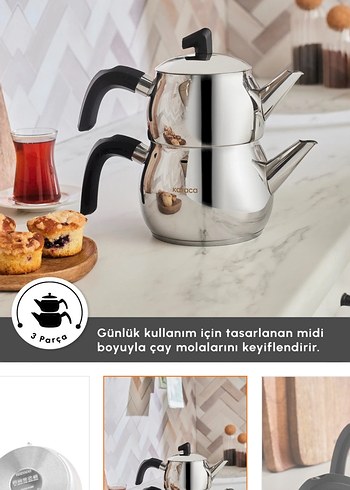 Karaca Belinay Indüksiyon Tabanlı Midi Siyah Çaydanlık Takımı - Görsel 5