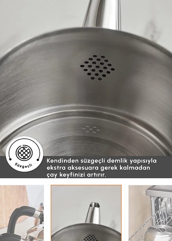 Karaca Belinay Indüksiyon Tabanlı Midi Siyah Çaydanlık Takımı - Görsel 7