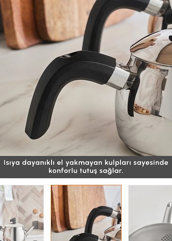 Karaca Belinay Indüksiyon Tabanlı Midi Siyah Çaydanlık Takımı - Görsel 6