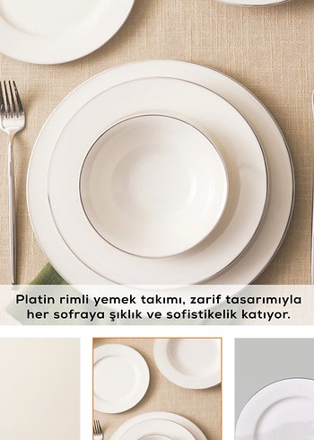 Karaca Elegance Bone Lexi 53 Parça 12 Kişilik Yemek Takımı Platn - Görsel 4