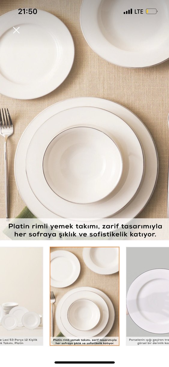 Karaca Elegance Bone Lexi 53 Parça 12 Kişilik Yemek Takımı Platn - Görsel 4