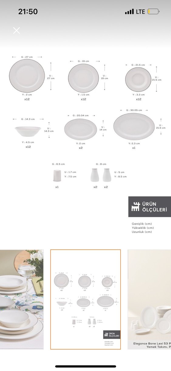 Karaca Elegance Bone Lexi 53 Parça 12 Kişilik Yemek Takımı Platn - Görsel 2