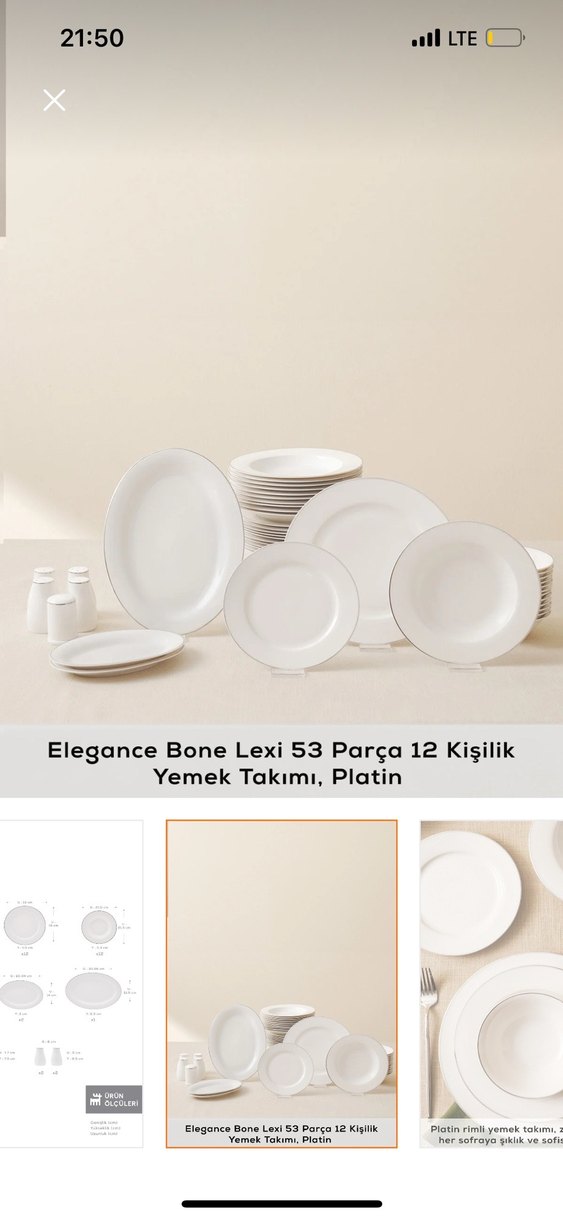 Karaca Elegance Bone Lexi 53 Parça 12 Kişilik Yemek Takımı Platn - Görsel 3