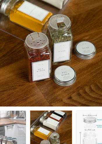 Mienda Home 8li Ahşap Standlı Cam Baharat Seti - Görsel 4