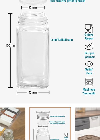 Mienda Home 8li Ahşap Standlı Cam Baharat Seti - Görsel 5