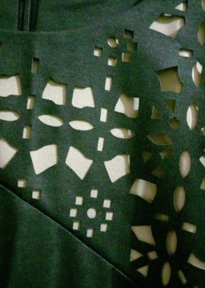 SİYAH-DESEN ŞIK ELBİSE - Görsel 2