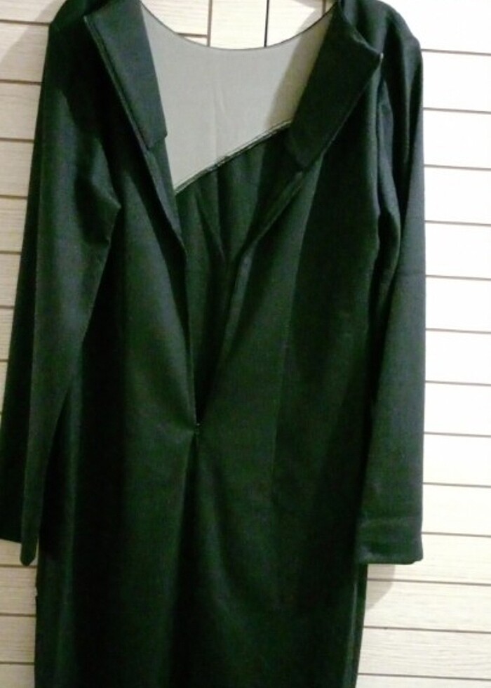 SİYAH-DESEN ŞIK ELBİSE - Görsel 4