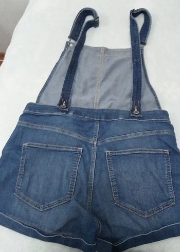 Kadın Lacivert Denim Kısa Tulum - Görsel 2