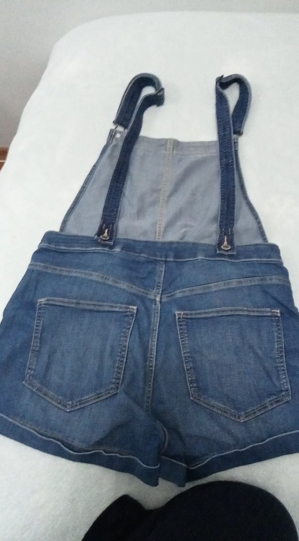 Kadın Lacivert Denim Kısa Tulum - Görsel 2