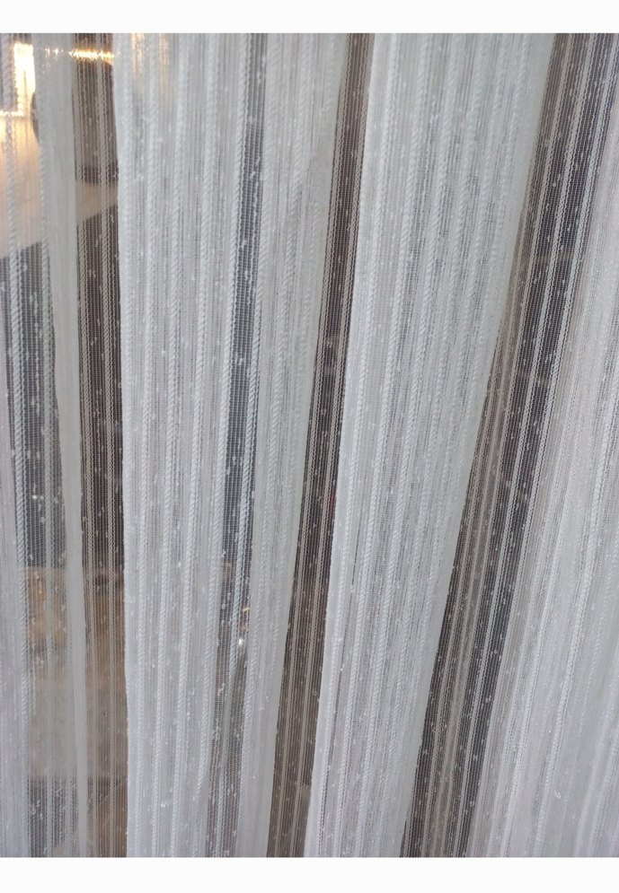 Beyaz Çizgili Modern Tül Perde - Görsel 5