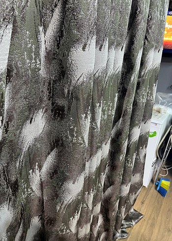 Gri Yılan Desenli Modern Perde iki adet - Görsel 3