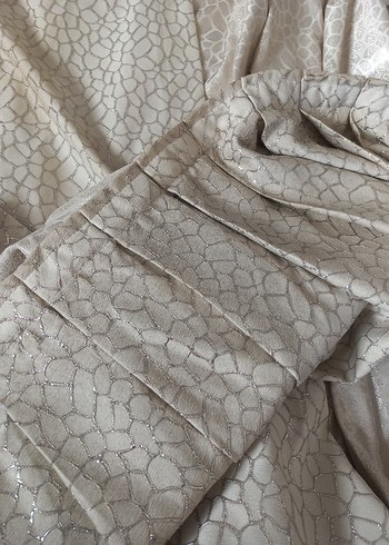 Parlak Bej Yılan Desenli Modern Perde 4 adet - Görsel 3