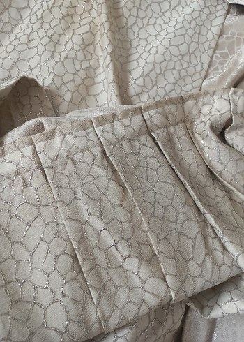 Parlak Bej Yılan Desenli Modern Perde 4 adet - Görsel 2