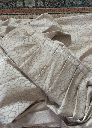 Parlak Bej Yılan Desenli Modern Perde 4 adet - Görsel 4