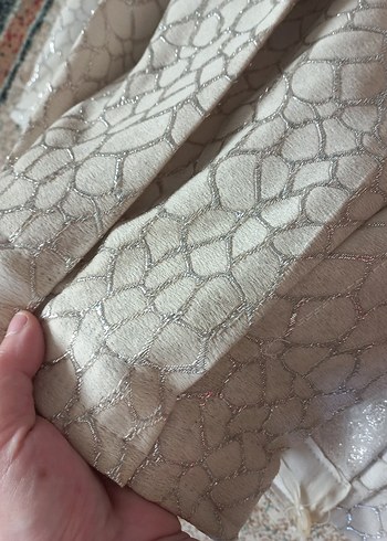 Parlak Bej Yılan Desenli Modern Perde 4 adet - Görsel 7