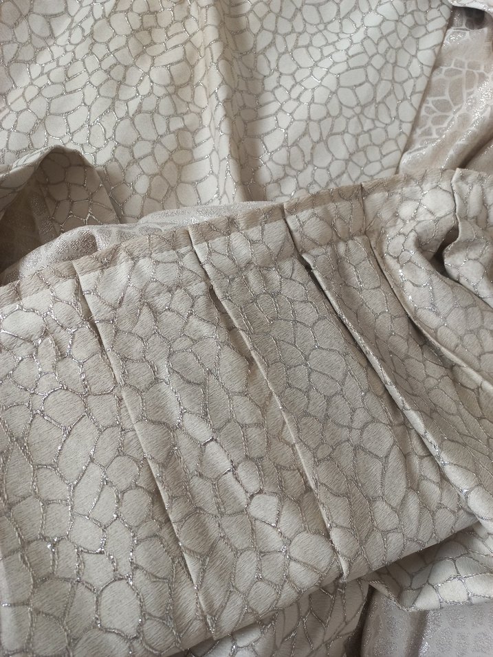 Parlak Bej Yılan Desenli Modern Perde 4 adet - Görsel 2