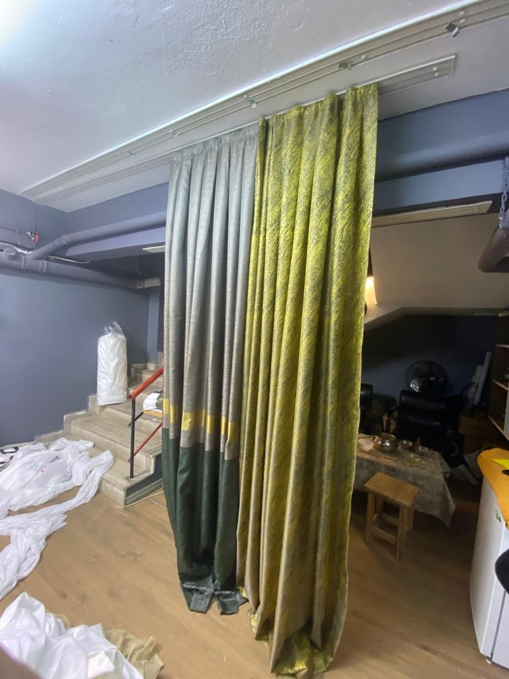 Gri ve Sarı Batik Desenli Modern Perde iki kanat fiyatidir - Görsel 4