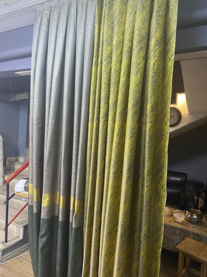 Gri ve Sarı Batik Desenli Modern Perde iki kanat fiyatidir - Görsel 3