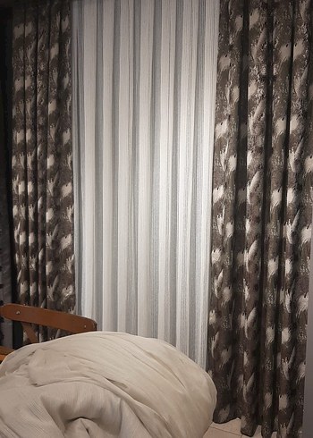 Gri Çizgili Beyaz Modern Perde fiyat hepsinin fiyatidir - Görsel 4