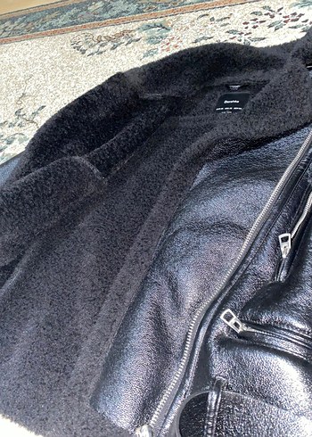 Siyah Kürklü Deri Biker Ceket - Görsel 4