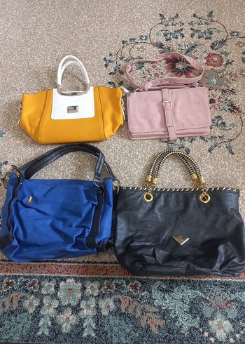 Sarı Beyaz Deri Kadın Çanta 4 adet canta - Görsel 2