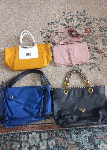 Sarı Beyaz Deri Kadın Çanta 4 adet canta - Görsel 7