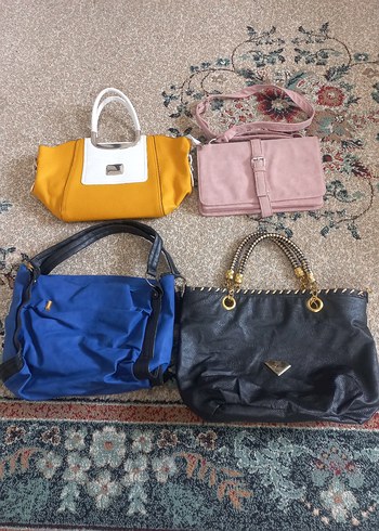 Sarı Beyaz Deri Kadın Çanta 4 adet canta - Görsel 3