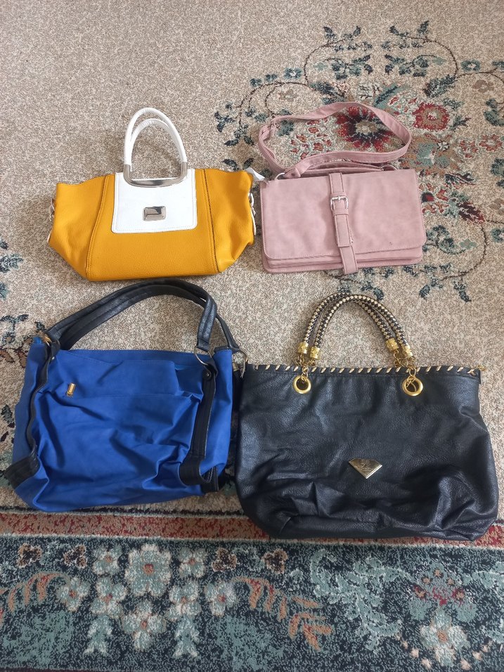 Sarı Beyaz Deri Kadın Çanta 4 adet canta - Görsel 2