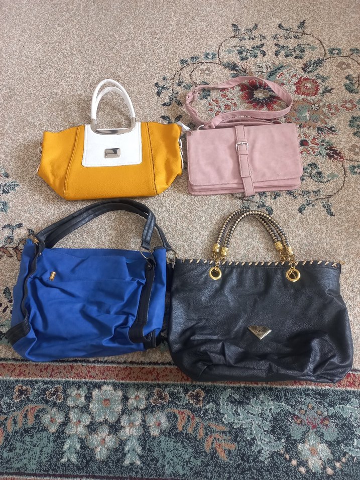 Sarı Beyaz Deri Kadın Çanta 4 adet canta - Görsel 3