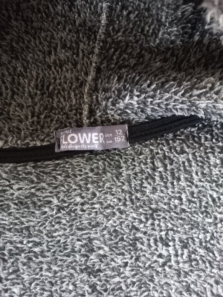 Nakışlı Kapüşonlu Gri kiz çocuk ceket - Görsel 4