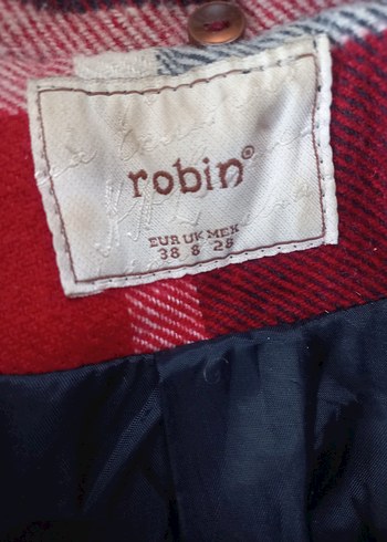 Bordo Ekose Düğmeli Yün Kadın Kaban - Görsel 6