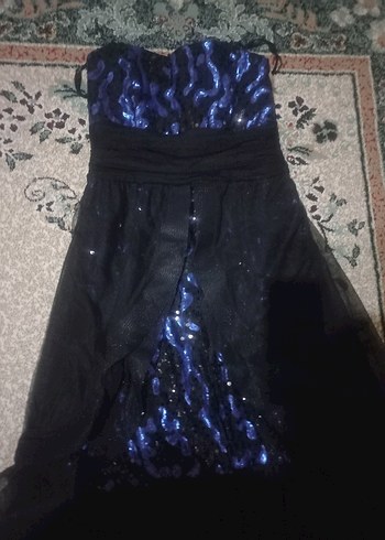 Siyah Drapeli Straplez Uzun Abiye Elbise - Görsel 2