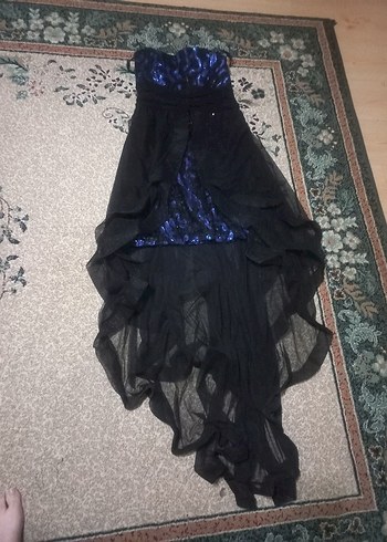 Siyah Drapeli Straplez Uzun Abiye Elbise - Görsel 5