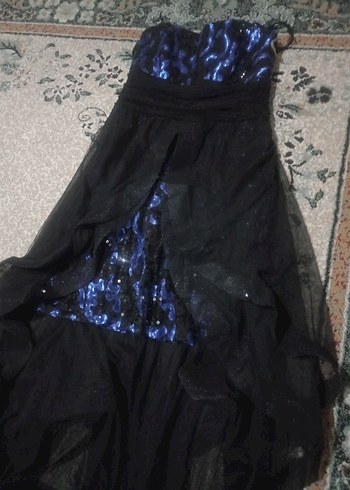 Siyah Drapeli Straplez Uzun Abiye Elbise - Görsel 9