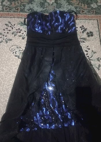 Siyah Drapeli Straplez Uzun Abiye Elbise - Görsel 4