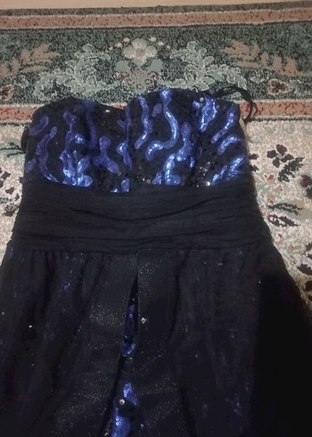 Siyah Drapeli Straplez Uzun Abiye Elbise - Görsel 3