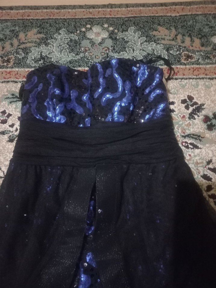 Siyah Drapeli Straplez Uzun Abiye Elbise - Görsel 3