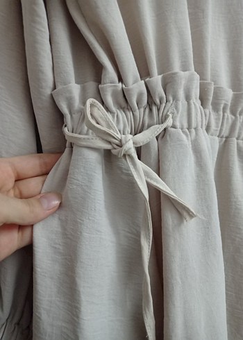 Bej Uzun Kollu Tunik-Elbise - Görsel 4