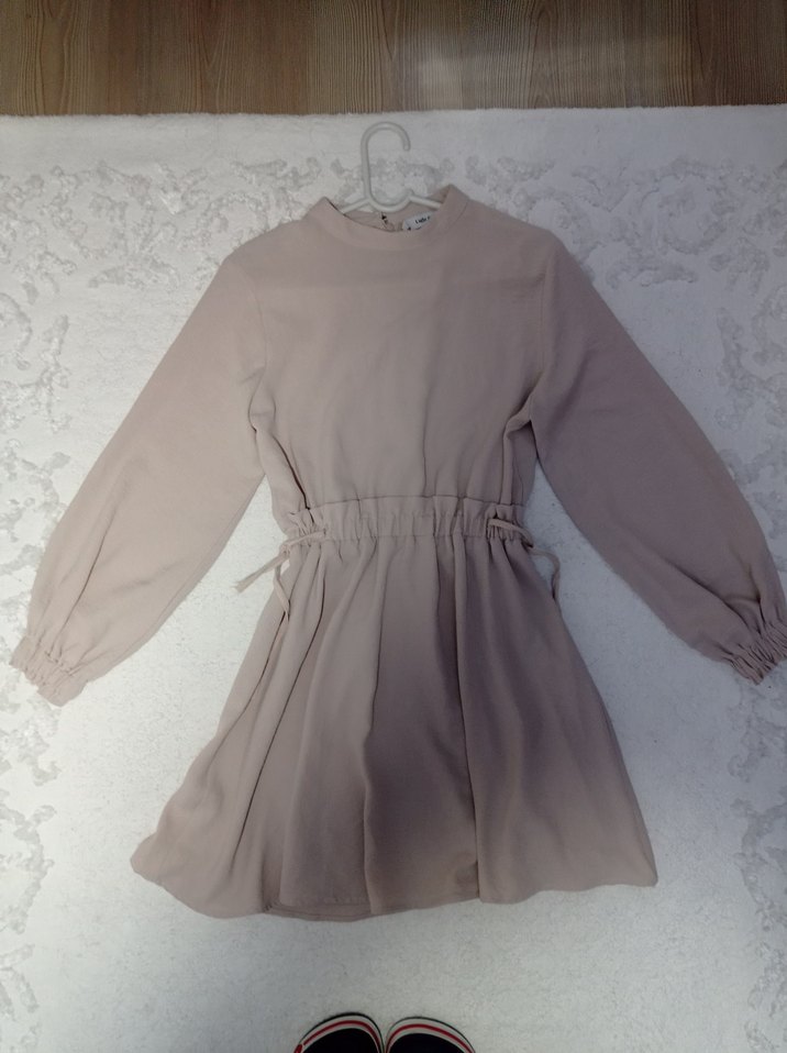 Bej Uzun Kollu Tunik-Elbise - Görsel 2